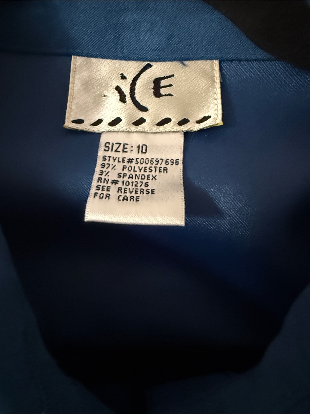 iCE Brand Vintage Teal Blue Button-Front Long Sleeve Dress with Chain Belt - 10 - Picture 3 of 8